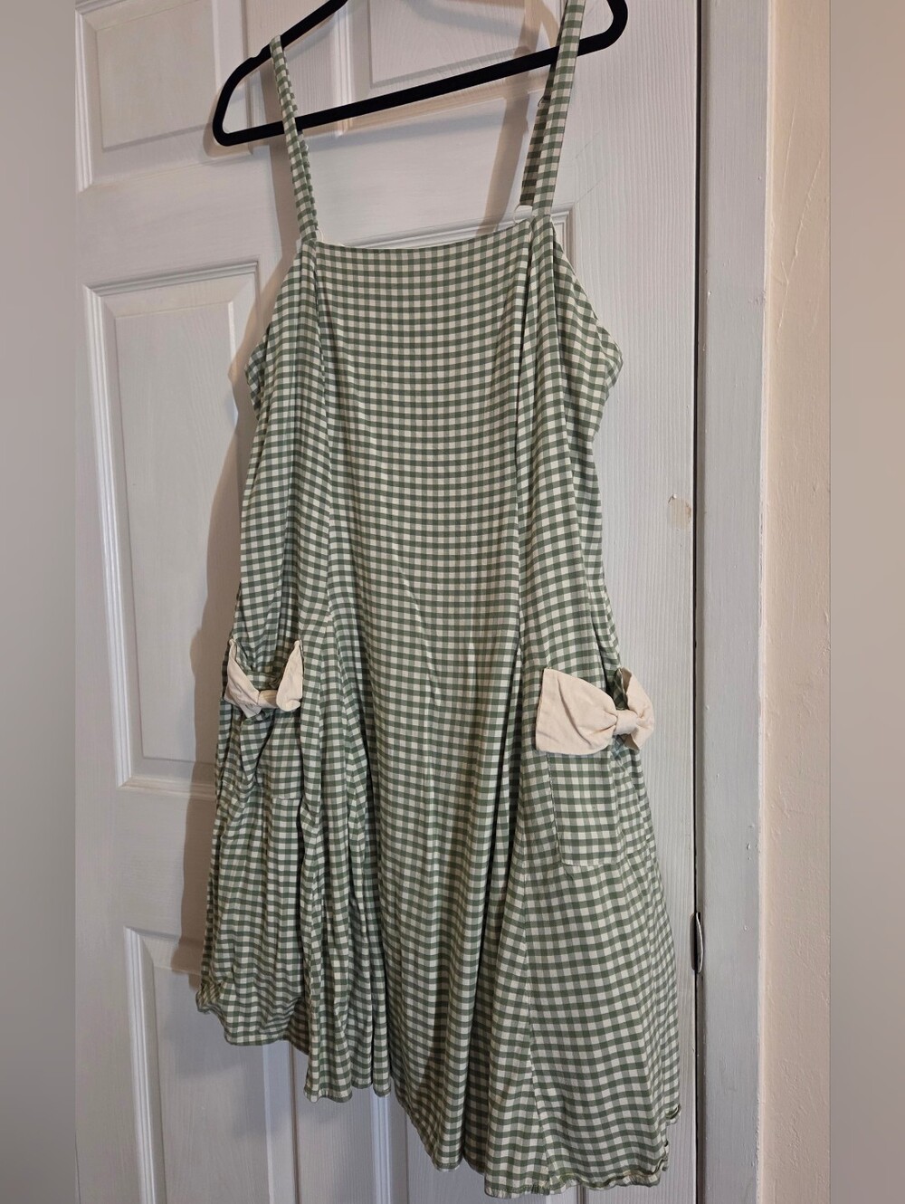 torrid Sage Gingham Sundress with Cream Pocket Bows